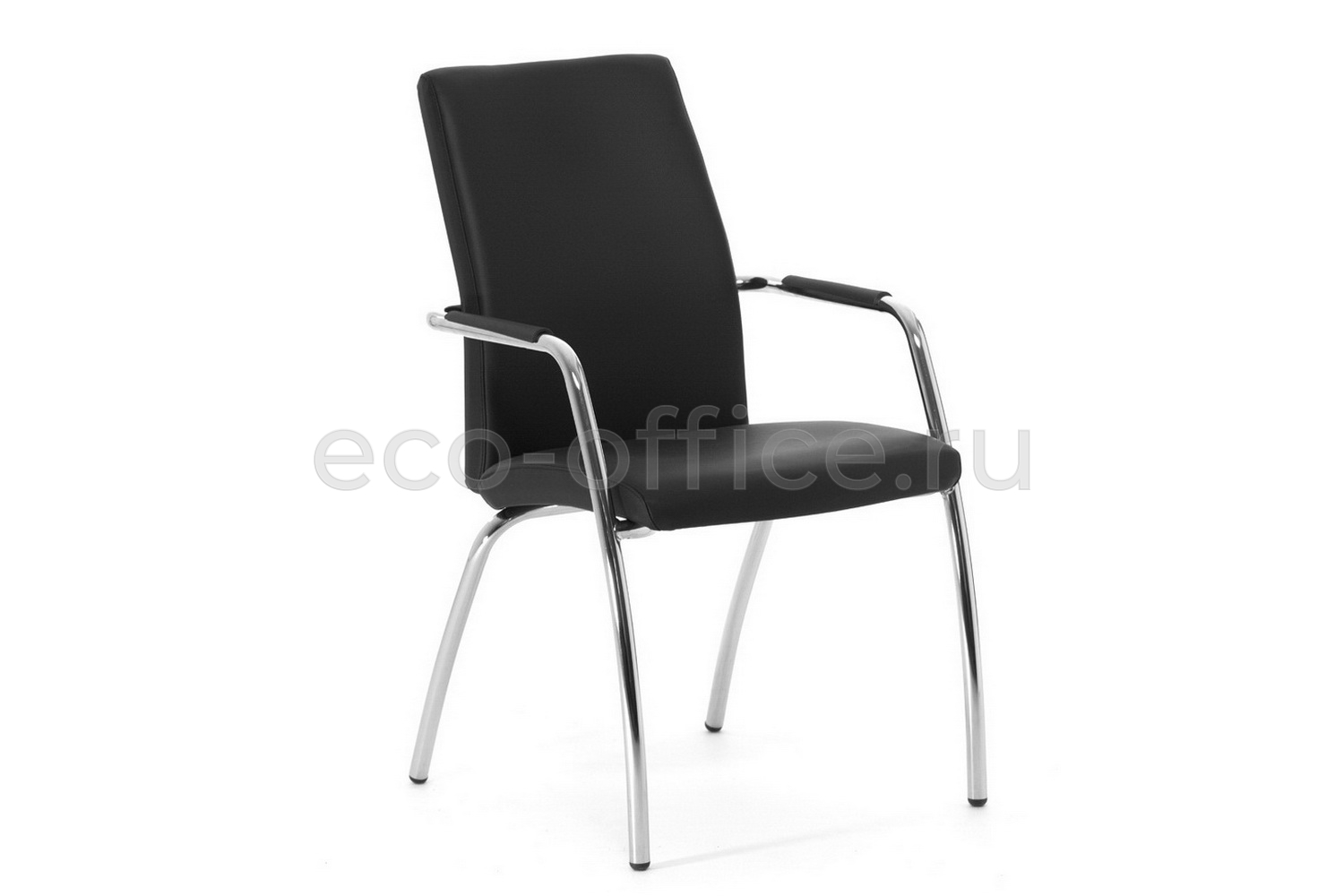 Конференц-кресло Profoffice WELL SEAT на 4 опорах Чёрная экокожа купить в Тюмени