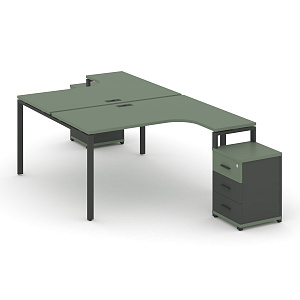 Рабочая станция с 2 опорными тумбами Концепт CN.DSA-305 W Кобо/Антрацит/Металл Антрацит фото
