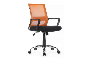 Кресло RV Chair MINT 1029MB Оранжевая сетка / Чёрная ткань фото