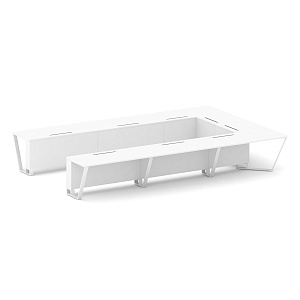 Стол переговорный П-образный Стил Мит KD-PR.B.SP-15P Белый Бриллиант/Металл Белый фото
