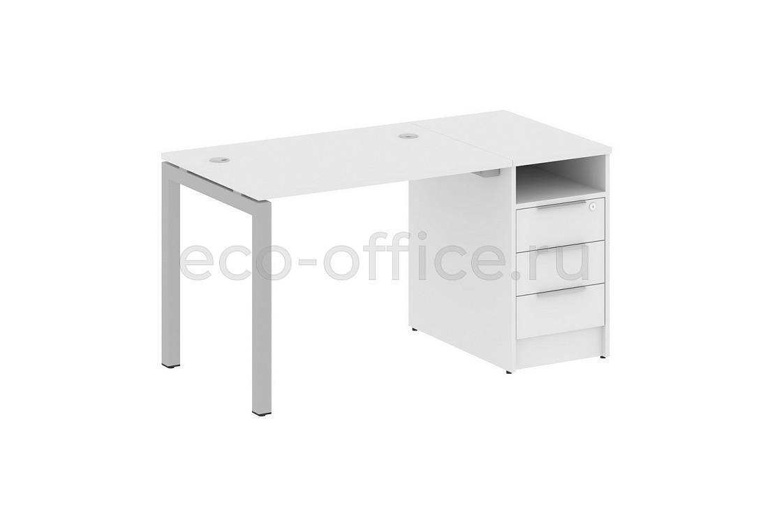 Рабочая станция с опорной тумбой METAL SYSTEM QUATTRO 5x5 50БП.РС-СТП-1.1 Белый / Серый металл купить в Тюмени