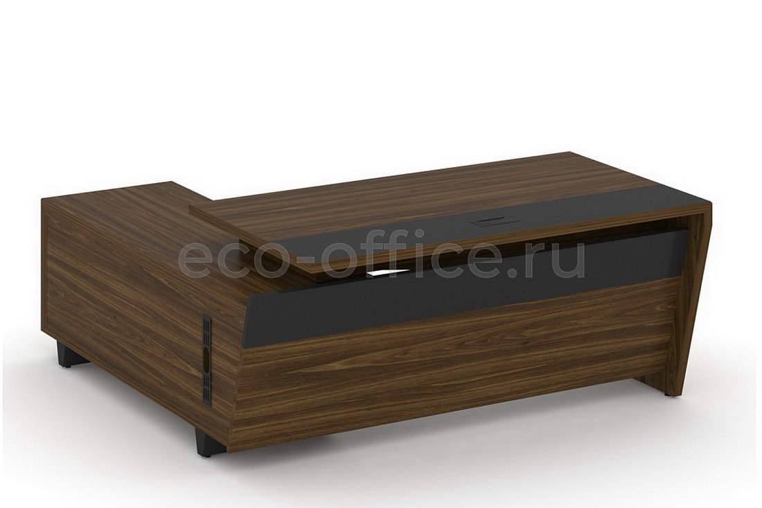 Стол руководителя с опорной тумбой CORNER COR.SRT-18(R) Орех Лоренцо купить в Тюмени