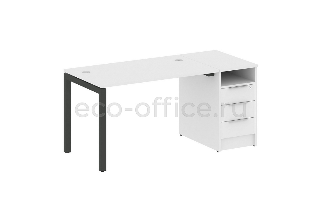 Рабочая станция с опорной тумбой METAL SYSTEM QUATTRO 5x5 50БП.РС-СТП-1.2 Белый / Антрацит металл купить в Тюмени