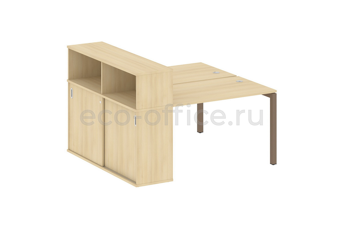 Рабочая станция с опорным шкафом-купе METAL SYSTEM QUATTRO 5x5 50БП.РС-СШК-2.2 Акация Лорка / Мокко металл купить в Тюмени