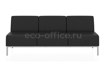 Прямой трехместный модуль КОМПАКТ экокожа Euroline 9100 Чёрный купить в Тюмени